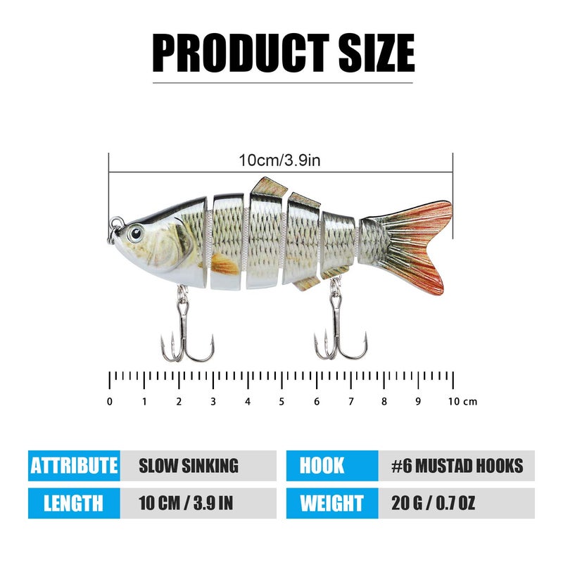 TRUSCEND Fishing Lures for Bass Trout Swimbaits for Bass Fishing Segmented Multi Jointed Swim Baits Slow Sinking Swimming Lures for Freshwater Saltwater Fishing Gear Lure Kit Fishing Gifts Plugs - Image 4